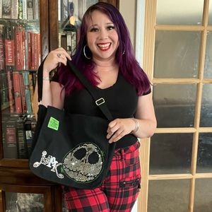 Jack Skellington sequin black messenger bag